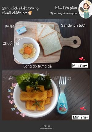 Hình của món Sandwich phết trứng chuối chiên bơ.