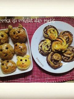 Foto resep Roti moka isi cokelat & mesis