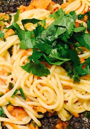 Foto resep Salmon Sweet Chili Spaghetti 