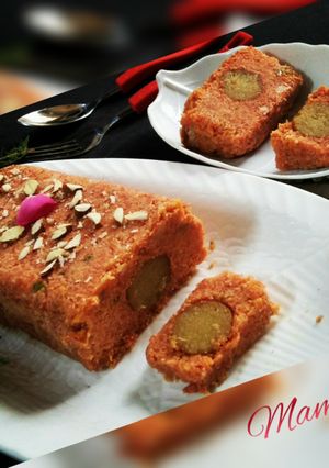 A picture of Carrot Gulab jamun terrine.