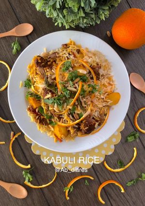 صورة لوصفة رز كابلي باللحم 🍊🥩
