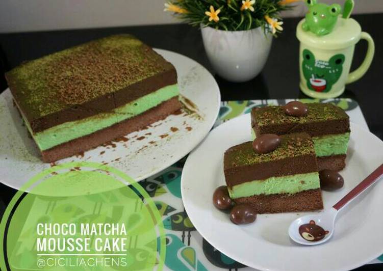 Choco matcha mousse cake
