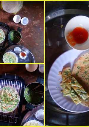 Hình của món Món bánh tráng trứng hành.