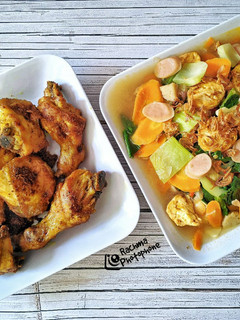 Foto resep Cah Sayur Tahu Tofu & Ayam Goreng