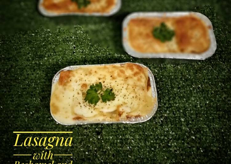 Lasagna with Bechamel and Bolognese Sauce Homemade