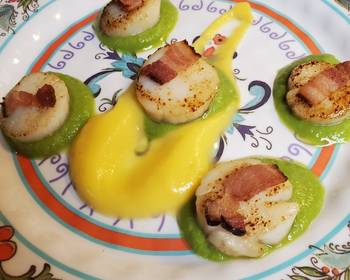 Popular Recipe Brads Sea Scallop Appetizer with Maple Butternut and Pea Puree Delicious Steady