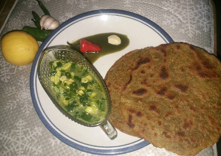 Easiest Way to Prepare Any-night-of-the-week Lehsan methi with bajre ki roti