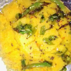 A picture of Instant semolina Dhokla made by me👌😍😘😘.