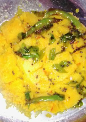 A picture of Instant semolina Dhokla made by me👌😍😘😘.