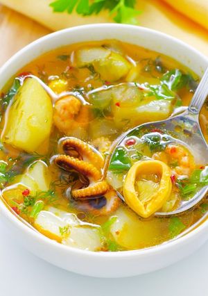 صورة لوصفة طريقة عمل شوربة سي فود بالخضار