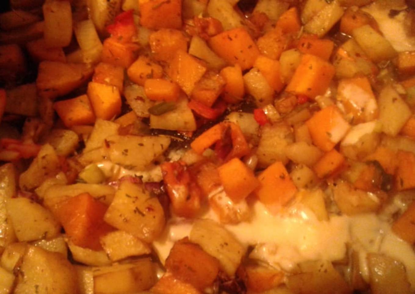 Calabaza y papas al horno