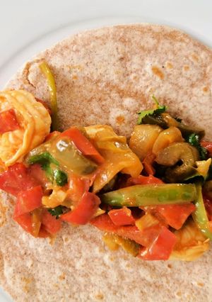Una foto de Fajitas de camarón