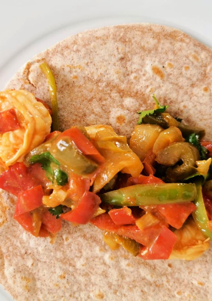 Una foto de Fajitas de camarón