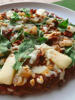 Una foto de Pizza con base de calabacín