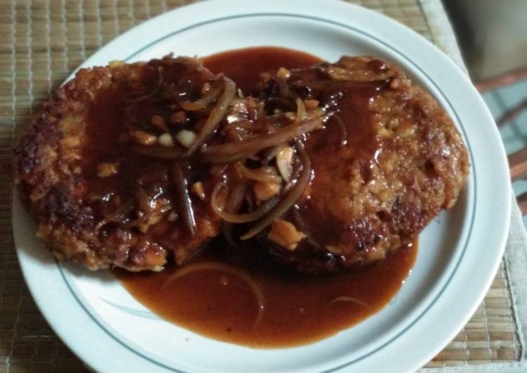 Steak tempe saus teriyaki