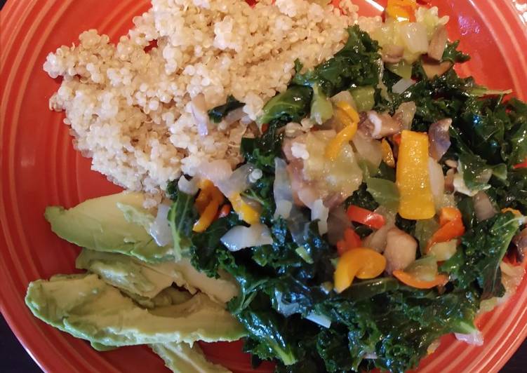 Easiest Way to Prepare Homemade Alkaline Sauteed Kale with White Quinoa