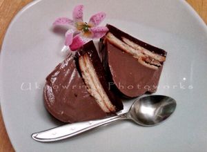 Foto resep 06. Puding Coklat Praktis plus tips agar lapisan puding menempel & biskuit tetap renyah