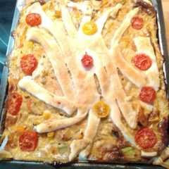 Una foto de Pastel tipo quiche de calabacín y pescado