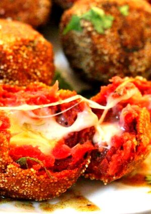 A picture of Beetroot cheese bombs.