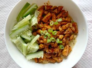 Foto resep Ramen cheese Kw | bihunku + ayam gochujang| 627 kcal #menudiet