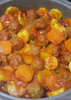 عکسی از دستور خوراک گوشت و سبزجات