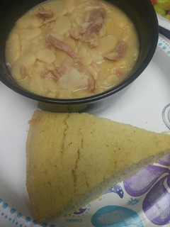 A picture of Lima Beans and Ham.