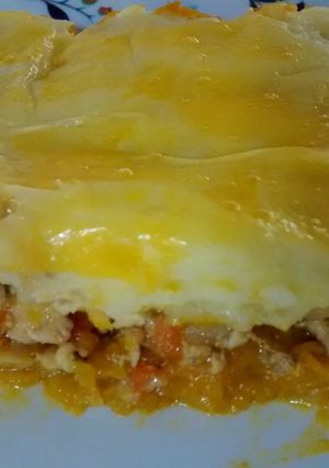Una foto de Pastel  de pollo, papas y  zapallo 🍗🍴
