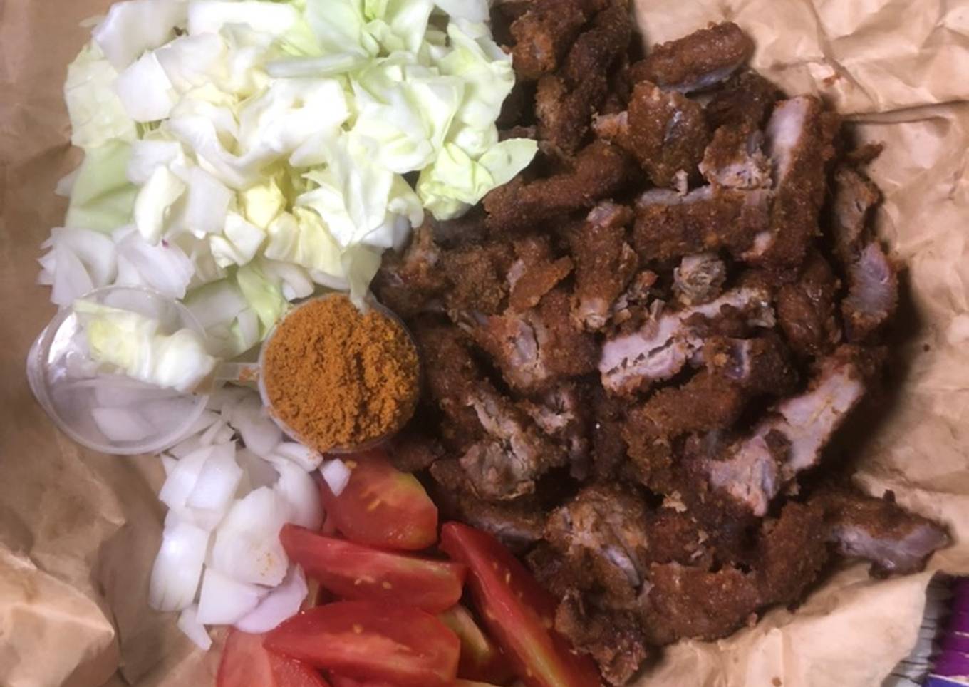 Homemade beef kebab (tsirai)