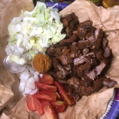 Homemade beef kebab (tsirai) A picture of Homemade beef kebab (tsirai).