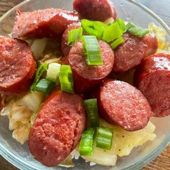 A picture of Fried Cabbage and Kielbasa 🥬.
