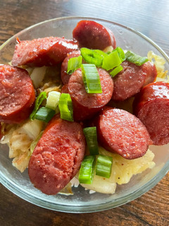 A picture of Fried Cabbage and Kielbasa 🥬.
