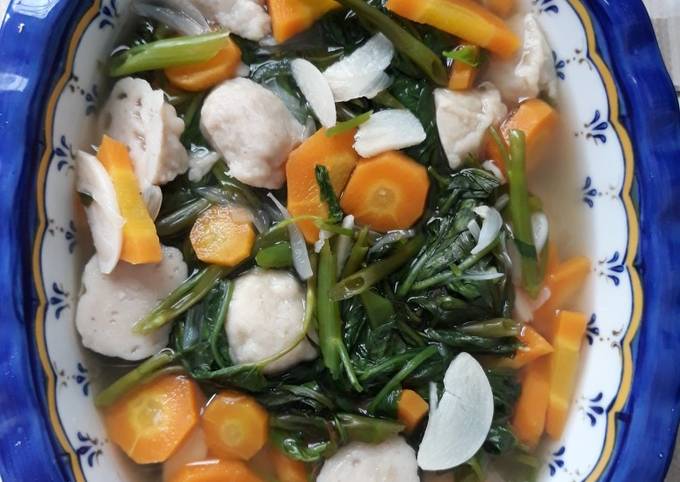 Resep Sayur Kangkung Wortel, bakso kuah bening, Menggugah Selera