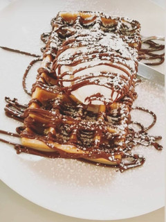 Foto de Waffles com Gelado de Nata e Chocolate