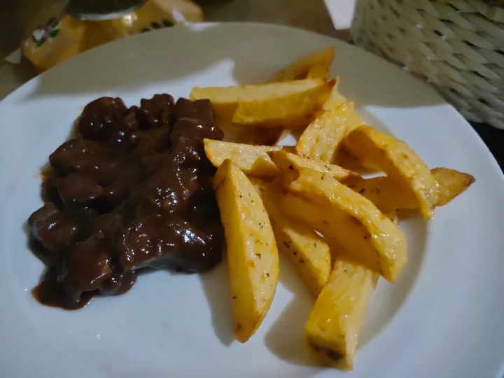 Langkah Mudah untuk Menyiapkan Resep Daging sapi lada hitam yang Lezat