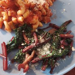A picture of Warm Beet Top Salad.