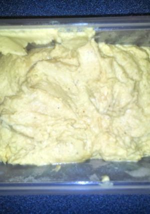 A picture of Hummus with Sesame Oil.