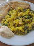 Arroz con verduritas y bacaladilla o perlita