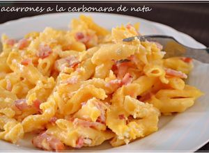 Foto principal de Macarrones a la carbonara con nata (Thermomix)