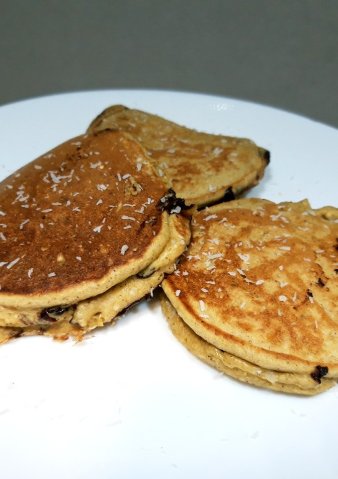 Una foto de Tortitas rellenas de coco y chocolate