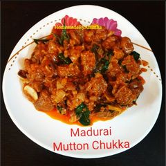 A picture of Madurai mutton chukka.