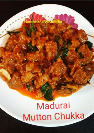 A picture of Madurai mutton chukka.