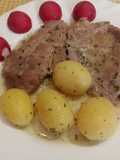 Filetes de contramuslo de pavo con papas al horno
