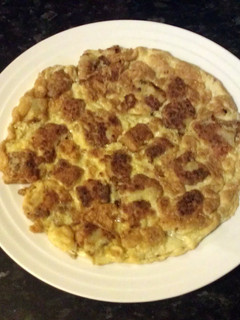A picture of fish finger omelette.
