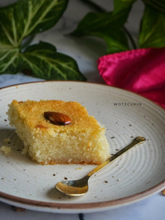 A picture of Basbousa (Semolina Cake).