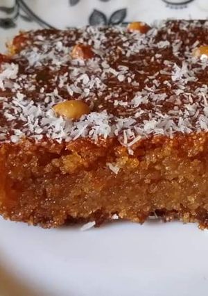 صورة لوصفة بسبوسة مكرمله
