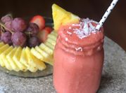 A picture of banana, pineapple and watermelon