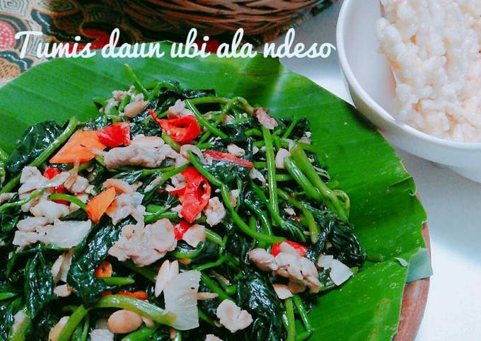 Resep Tumis Daun Ubi ala Ndeso #Seninsemangat, Enak