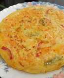 Tortilla de calabaza, cebolla y pimientos