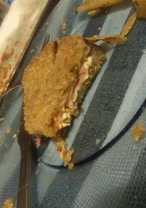 Una foto de Milanesas de berenjena rellenas al horno. Riquísimas!!!