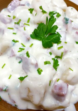 O poză a rețetei Gnocchi de conopidă în sos cremos.